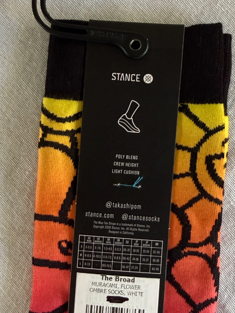 Stance x Takashi Murakami Collab for The Broad Crew Socks - Medium - NWT
